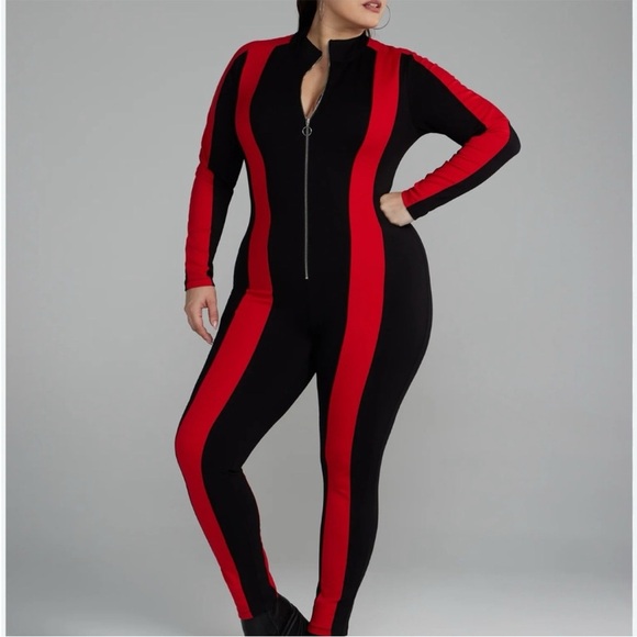 Fashion to Figure Pants - SOLD NWT Fashion to Figure Black and Red Zipper Plus Jumpsuit; 2X or 18/20